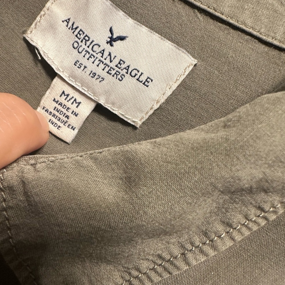 American Eagle Olive Green Military Top button up - Picture 4 of 5